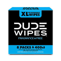Dude Wipes, Extra Large, Fragance Free Flushable Wipes - 8 Packs, 50 Ct Each (6668054462620)