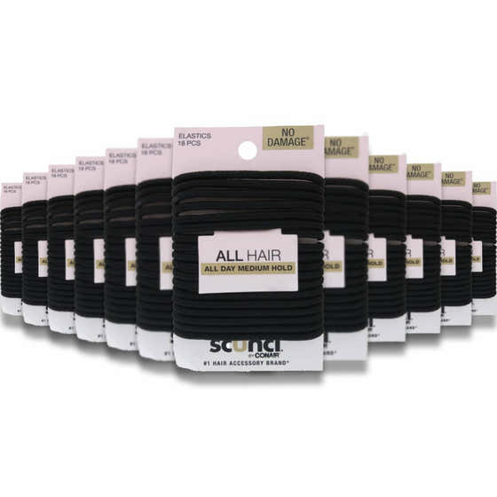 Scunci - Comfortable All Day Medium Hold, Black, 18 Ct - 48 Pack | Scunci - Hair Care Wholesale