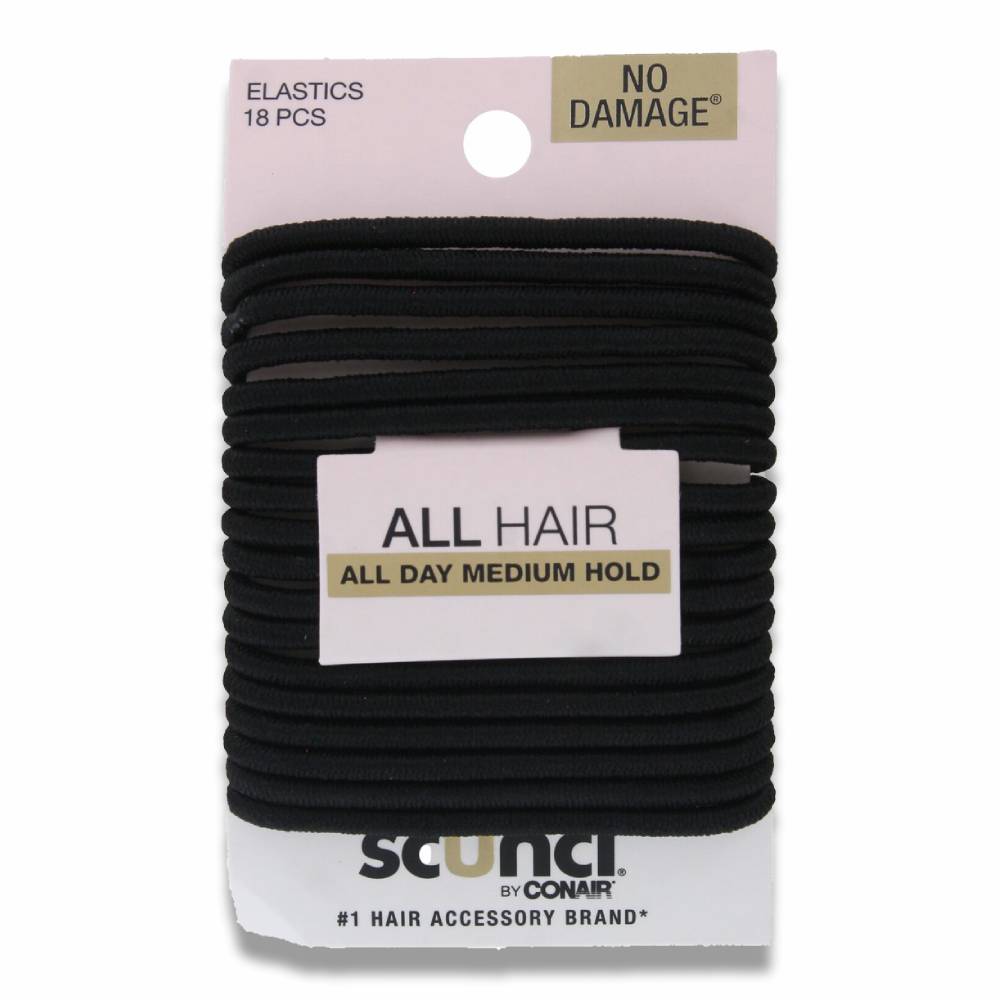 Scunci - Comfortable All Day Medium Hold, Black, 18 Ct - 48 Pack