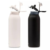 Ello Pop & Fill - Stainless Steel Water Bottle with QuickFill Technology - Dunes/Charcoal - 32 Oz - 2 Pack