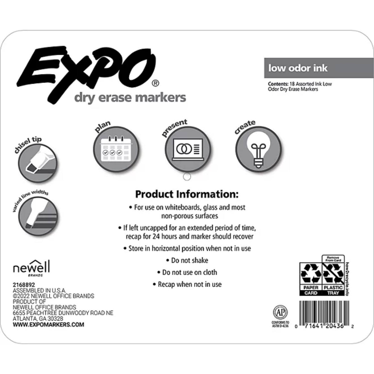 Expo - Dry Erase Markers, Assorted Colors - 18 Pack