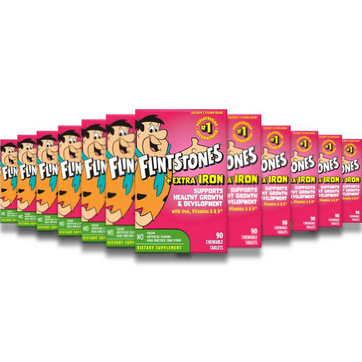 Flintstones - Chewable Kids Multivitamin with Vitamin C, D, B12 &amp; Iron for Toddlers - 90 Count - 24 Pack | Bayer - Pre...