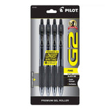 Pilot G2 Premium Retractable Gel Ink Rolling Ball Pen Fine Point Black 4 ea - 48 Pack
