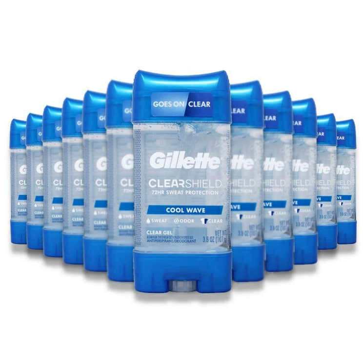 Gillette  Anti-Perspirant &amp; Deodorant Clear Gel Cool Wave 3.8 Oz - 12 Pack - Gillette Anti-Perspirant Deodorant Clear ...