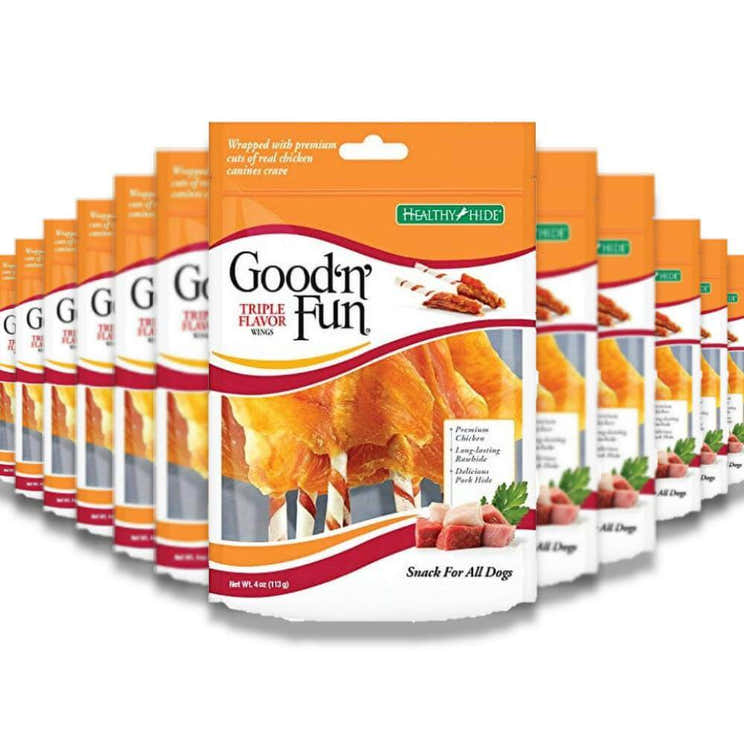 Good 'n' Fun - Fun Triple Flavor Wings for Dogs - 4 Oz - 36 Pack - Good 'n' Fun Triple Flavor Wings for Do...