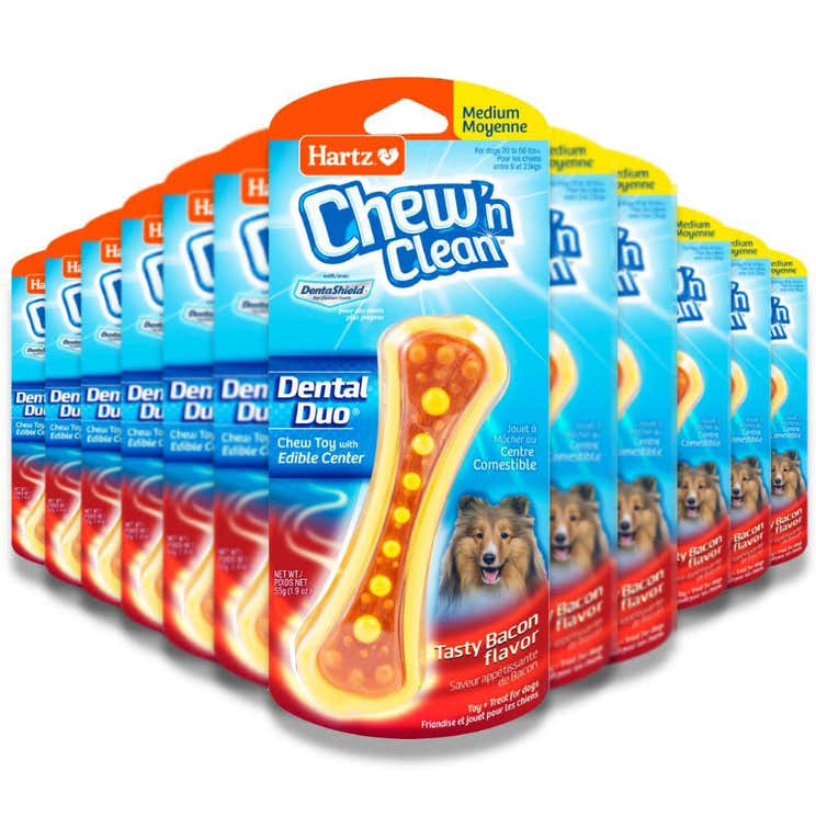 Hartz Chew 'n Clean - Dental Duo Dog Toy, Medium, Color May Vary - 48 Pack - Hartz Chew 'n Clean Dental Duo Dog To...