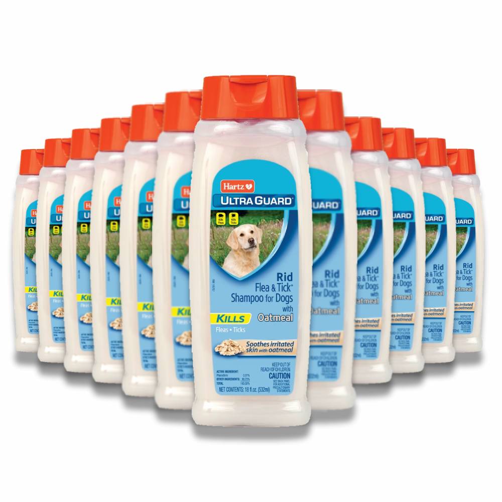 Hartz - UltraGuard Rid Flea and Tick Shampoo for Dogs W/ Oatmeal, Rich Vanilla - 18 Oz - 12 Pack