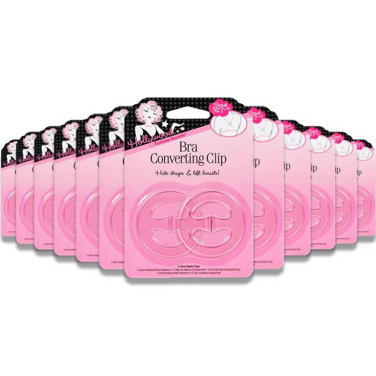 Hollywood Fashion Secrets - Bra Converting Clips, Clear, Transform Your Bra Style And Lift - 2 Count - 48 Pack | Hollywood...