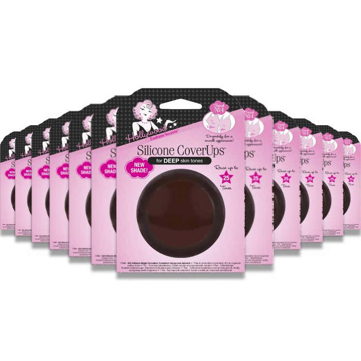 Hollywood Fashion Secrets - Silicone Coverups, Hypoallergenic, Reusable, Washable, Deep Shade - 12 Pack | Hollywood Fashio...