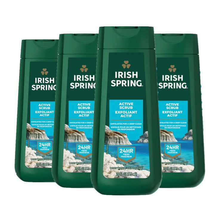 Irish Spring - Active Scrub, Body Wash - 20 Oz  - 4 Pack | Irish Spring - Pre Order