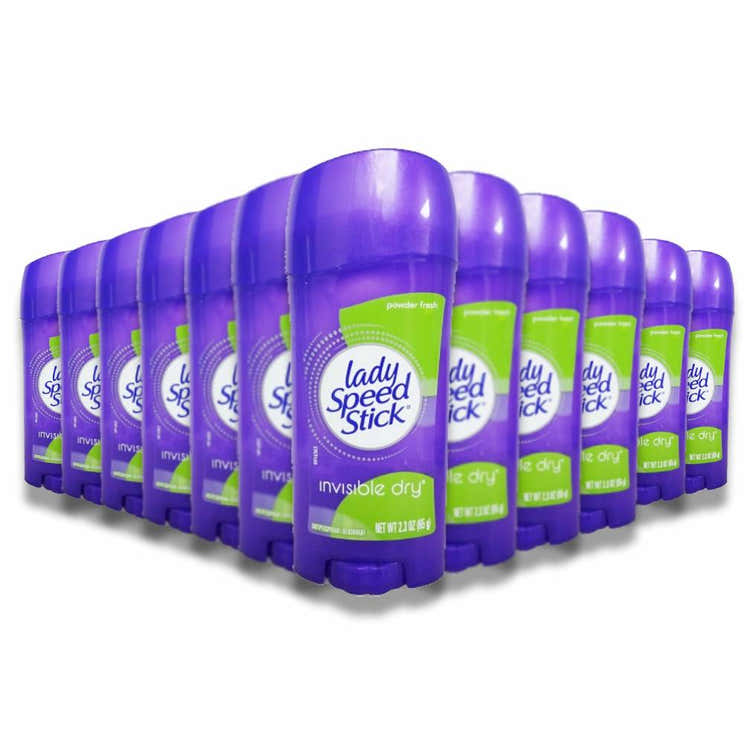 Lady Speed Stick Invisible Dry Antiperspirant &amp; Deodorant, Powder Fresh - 2.3 oz - 12 Pack | Lady Speed