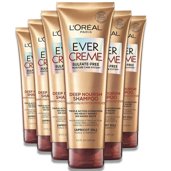 L'Oreal Paris EverCreme Sulfate Free Shampoo, Deep Nourish, With Apricot Oil - 8.5 oz - 6 Pack Contarmarket