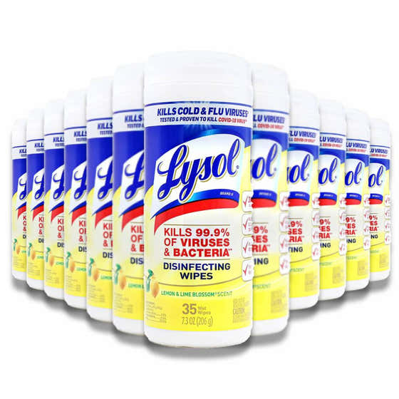 Lysol - Disinfectant Wipes Multi-Surface Antibacterial Cleaning Wipes For Disin, Lemon &amp; Lime Blossom Scent - 35 Ct Ea...