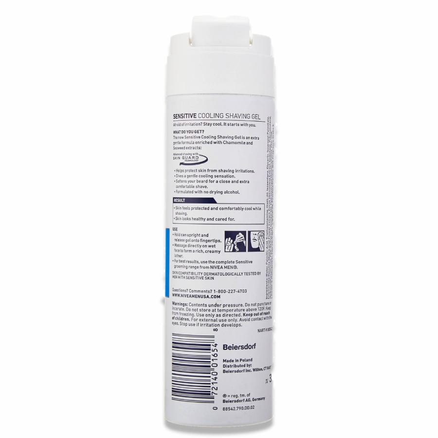 Nivea - Men Cooling Shaving Gel, Sensitive Skin - 7 Oz - 12 Pack