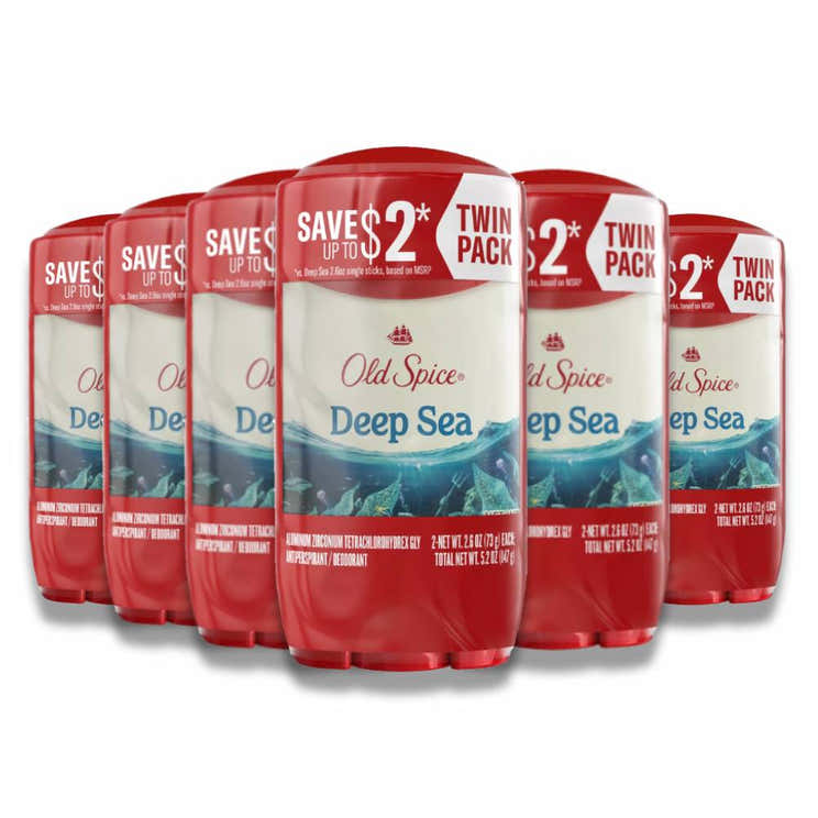 Old Spice -  Invisible Solid Antiperspirant Deodorant for Men, Deep Sea Scent - Twin Pack - 2.6 Oz - 6 Pack | Old Spice - ...