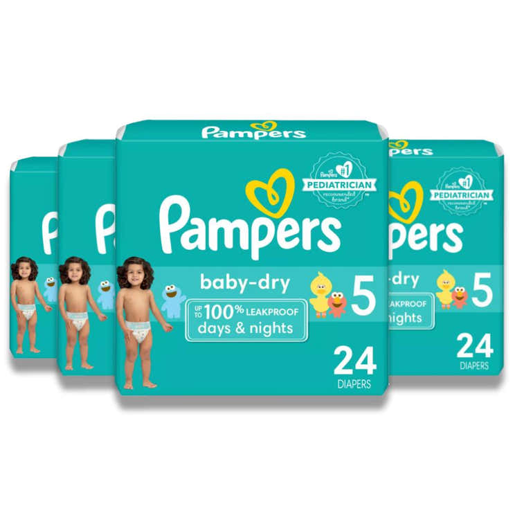 Pampers - Baby Dry Diapers, Size 5 - 24 Ct - 4 Pack | Pampers - Pre Order