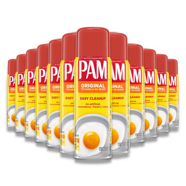 PAM - No-Stick Cooking Spray, Original, Made With Canola Oil Blend - 6 Oz - 12 Pack | Pam - Pre Order