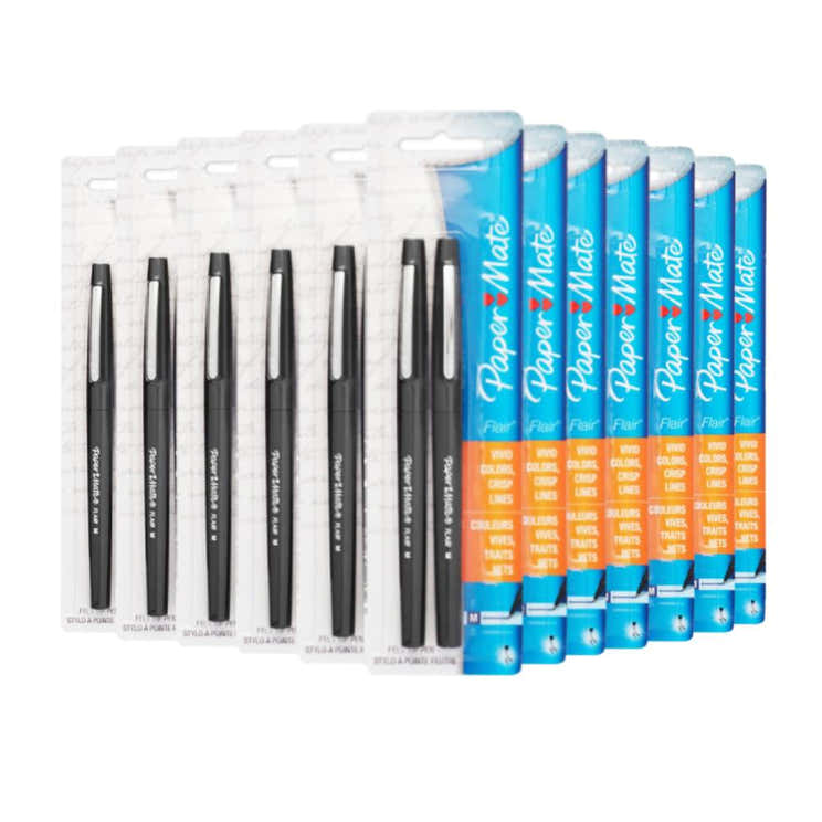 Paper Mate Flair Felt Tip Pens, Medium Point Black, 2 Count - 36 Pack - Paper Mate Flair Felt Tip Pens - Bulk Contarmarket...