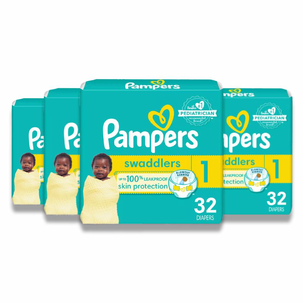 Pampers - Swaddlers Diapers, Size 1 - 32 Ct - 4 Pack – Contarmarket