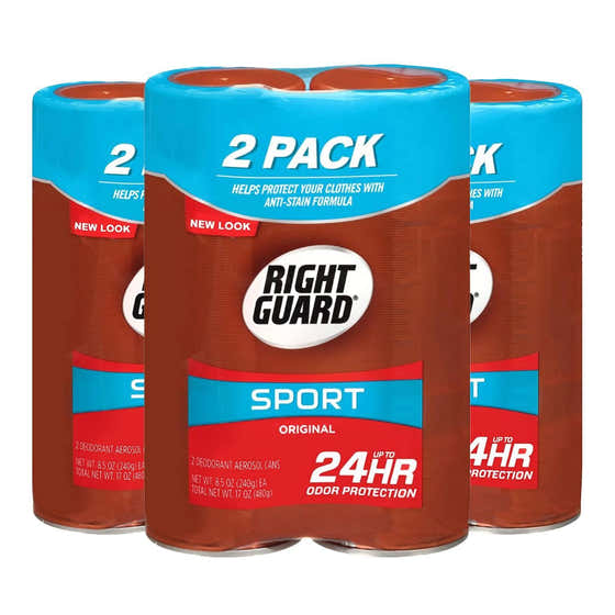 Right Guard Sport Original Deodorant Aerosol Spray, 8.5 fl oz Twin Pack-  (Total 6 ct) - 3 Pack | Right Guard - All products