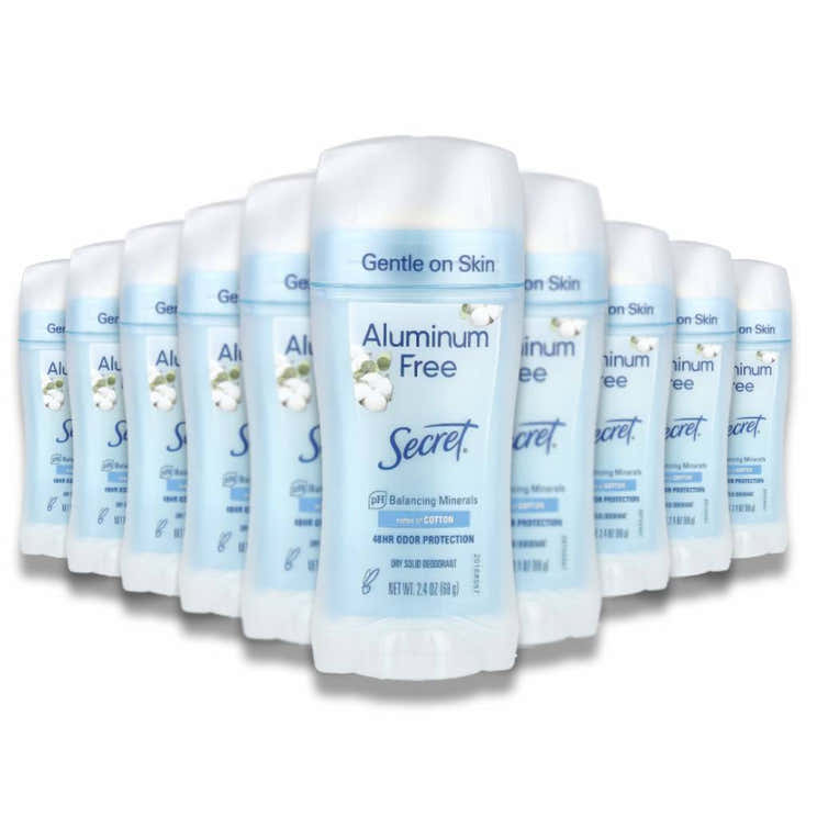 Secret - Deodorant Aluminum Free for Women, 48hr Odor Protection, Cotton Scent - 2.4 Oz - 12 Pack | Secret - Pre Order