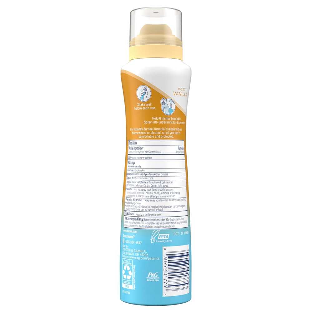 Secret - Dry Spray Antiperspirant Deodorant Vanilla And Argan Oil - 4.1 Oz - 12 Pack