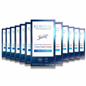Secret - Clinical Strength Invisible Solid Completely Clean Antiperspirant & Deodorant 1.6 Oz - 12 Pack