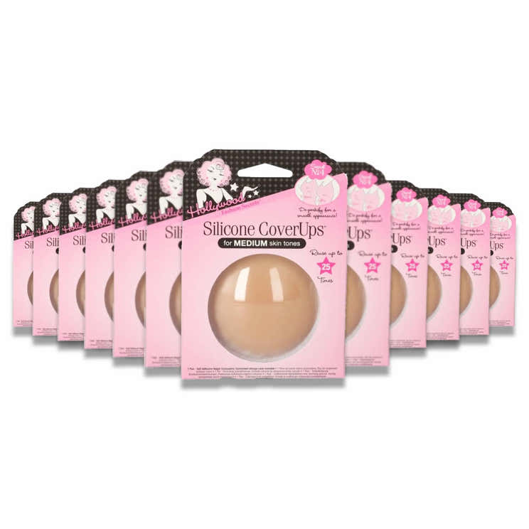 Hollywood Fashion Secrets -Silicone Nipple Covers, Medium Skin Tone - 12 Pack | Hollywood Fashion Secrets - Pre Order