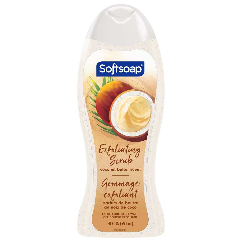 Softsoap - Body Wash Exfoliating Scrub, Coconut Butter Scent - 20 Oz - 4 Pack