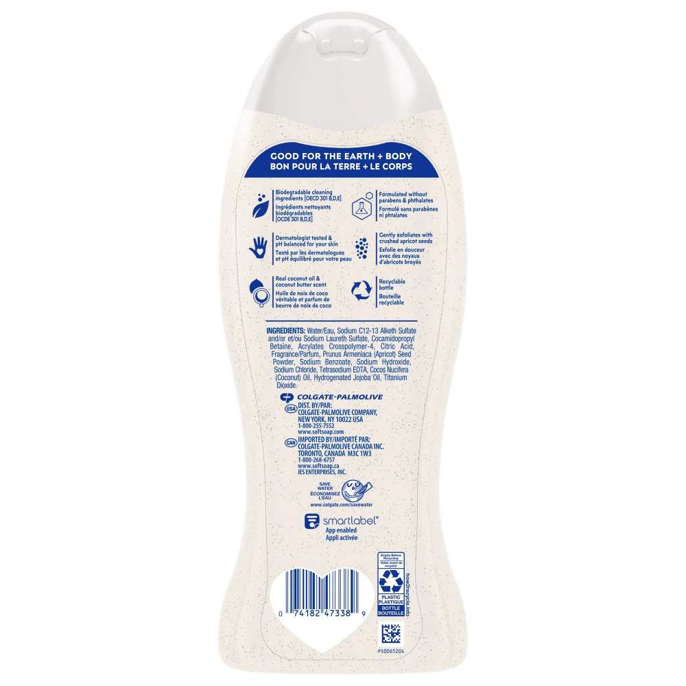 Softsoap - Body Wash Exfoliating Scrub, Coconut Butter Scent - 20 Oz - 4 Pack
