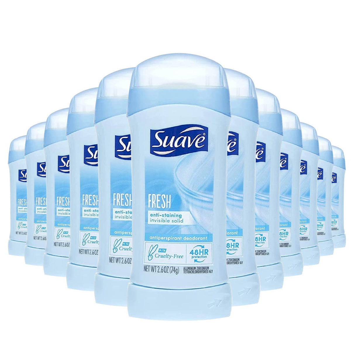 Suave Women's Fresh Invisible Solid Deodorant Stick  2.6 oz - 12 Pack