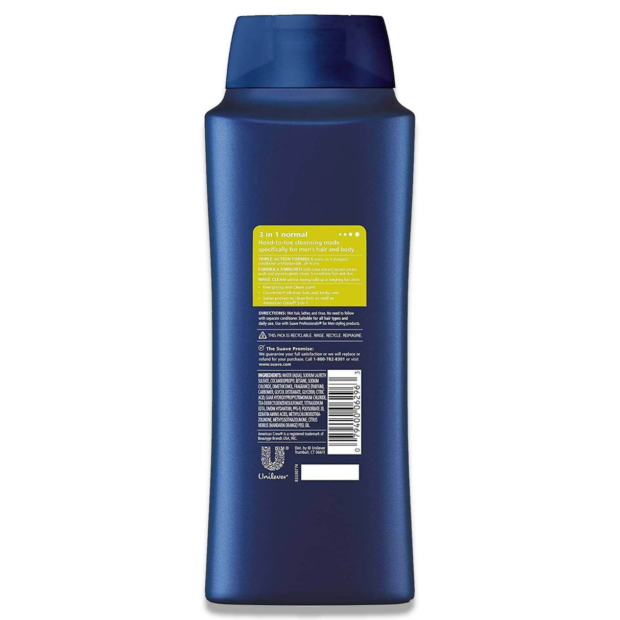 Suave Citrus Rush 3-in-1 Shampoo, Conditioner & Body Wash - 4 Pack Contarmarket
