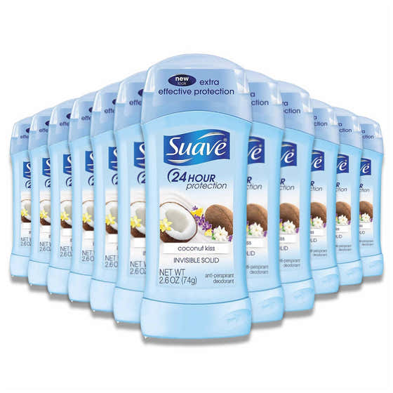 Suave -Anti-Perspirant Deodorant Invisible Solid, Coconut Kiss - 2.6 Oz - 12 Pack | Suave - All products