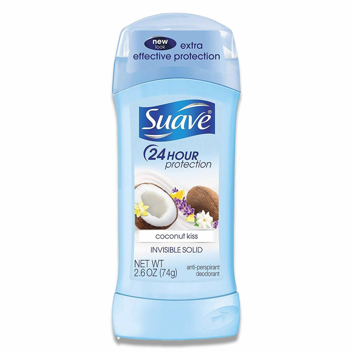 Suave -Anti-Perspirant Deodorant Invisible Solid, Coconut Kiss - 2.6 Oz - 12 Pack