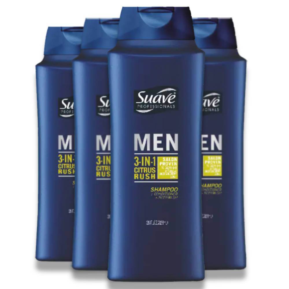 Suave Citrus Rush 3-in-1 Shampoo, Conditioner & Body Wash - 4 Pack Contarmarket