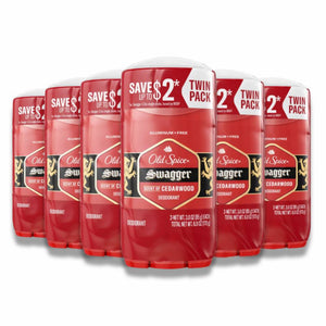 Old Spice - Deodorant for Men, Red Collection Swagger, Twin Pack - 3 Oz - 6 Pack