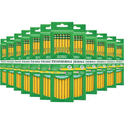 Multiple packages of Ticonderoga pencils on a white background
