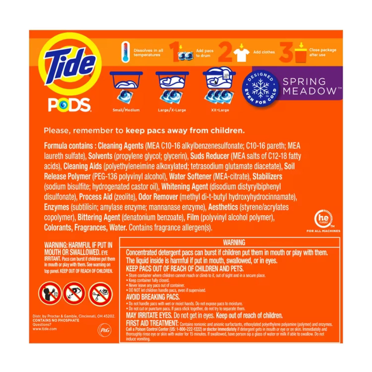 Tide - Pods Liquid Laundry Detergent Pacs, Spring Meadow - 156 Ct