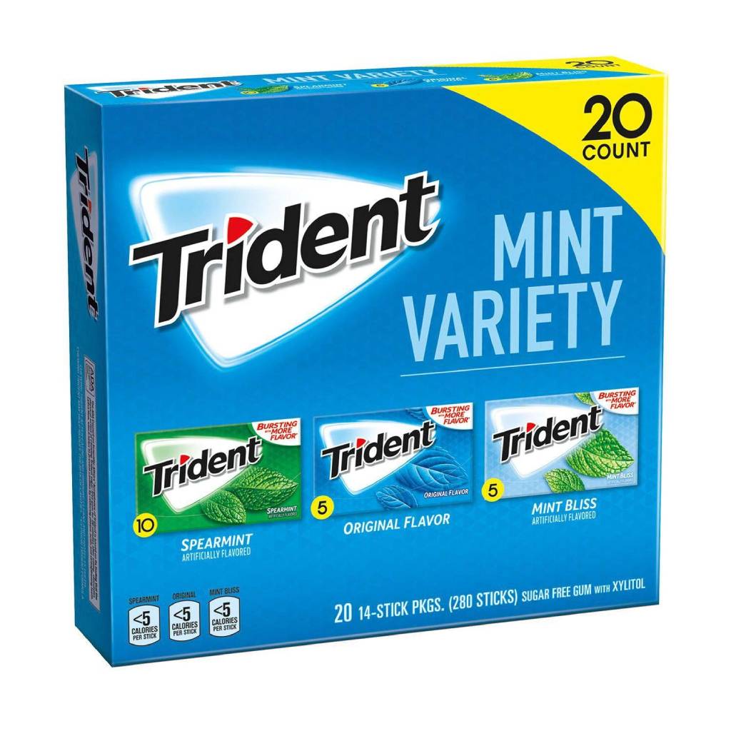 Trident Fruit Variety Pack Sugar-Free Gum (20 ct each, 6 pack per flavor) - 12 pack
