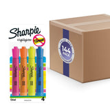 Sharpie Highlighters Smear Guard Chisel Tip Multicolored 4 ct - 144 Pack