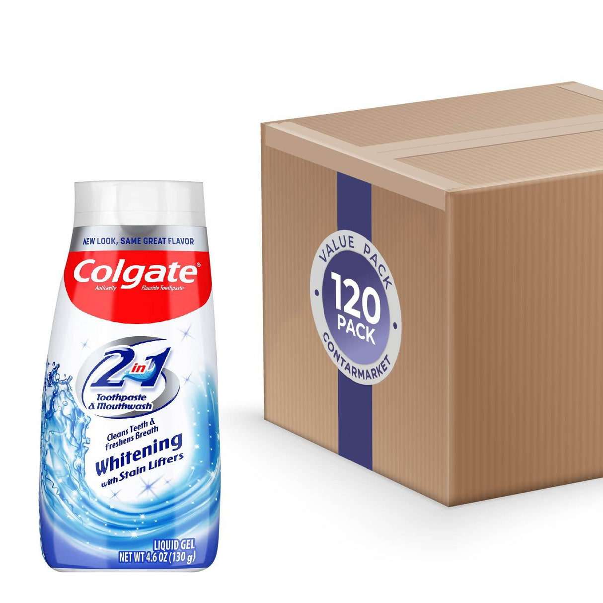 Colgate 2-in-1 Whitening Toothpaste Gel and Mouthwash W/Stain Lifters 4.6 Oz - 120 pack