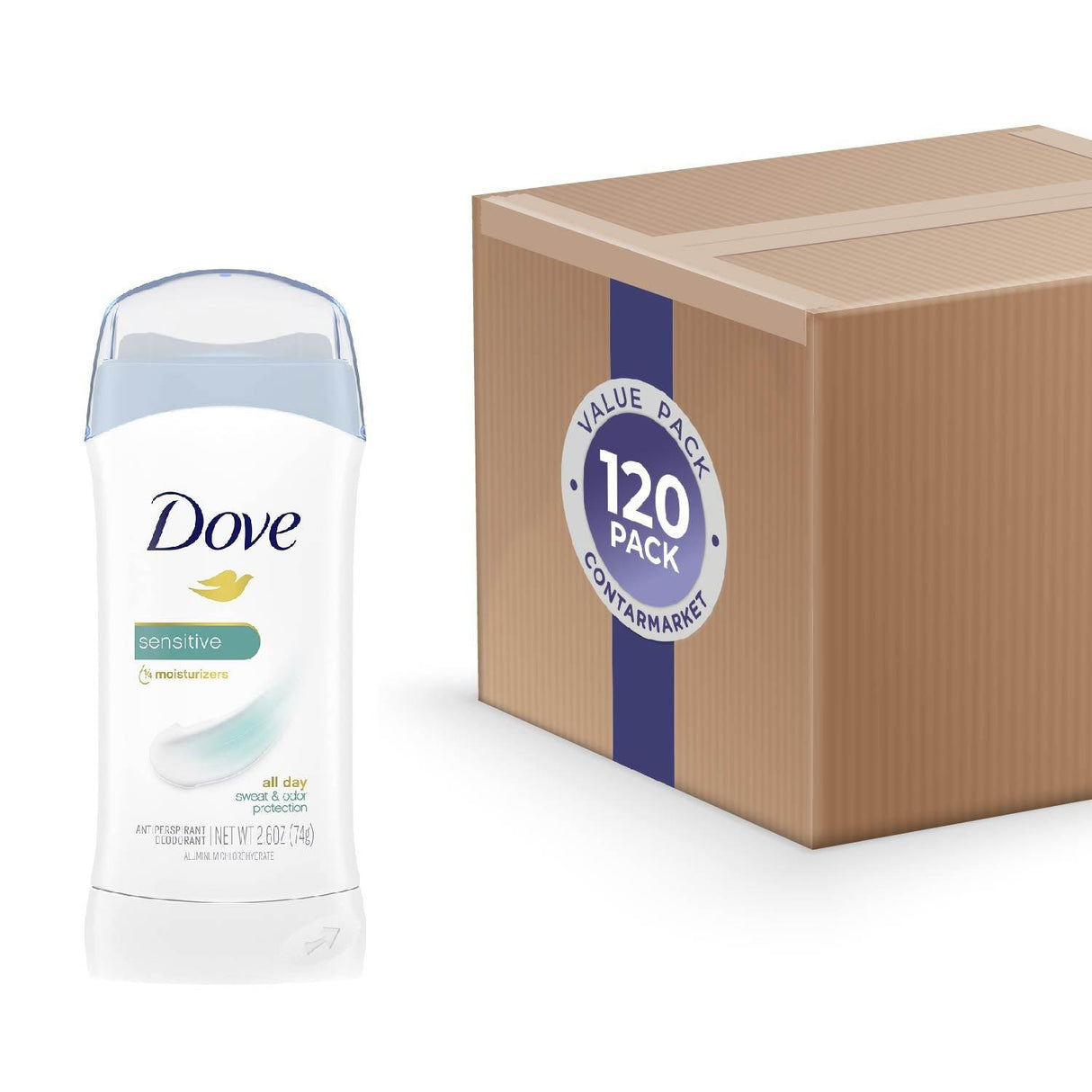 Dove Invisible Solid Antiperspirant  Deodorant Stick for Women Sensitive, 2.6 oz - 120 Pack