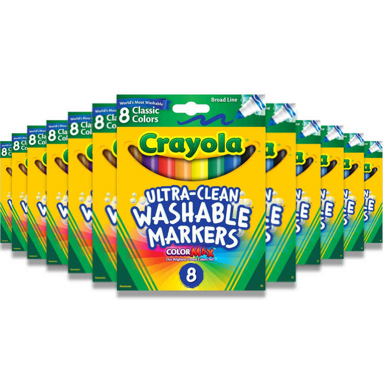 Crayola - Washable Broad Line Markers, Classic Colors - 8 Ct - 24 Pack | Crayola - Pre Order