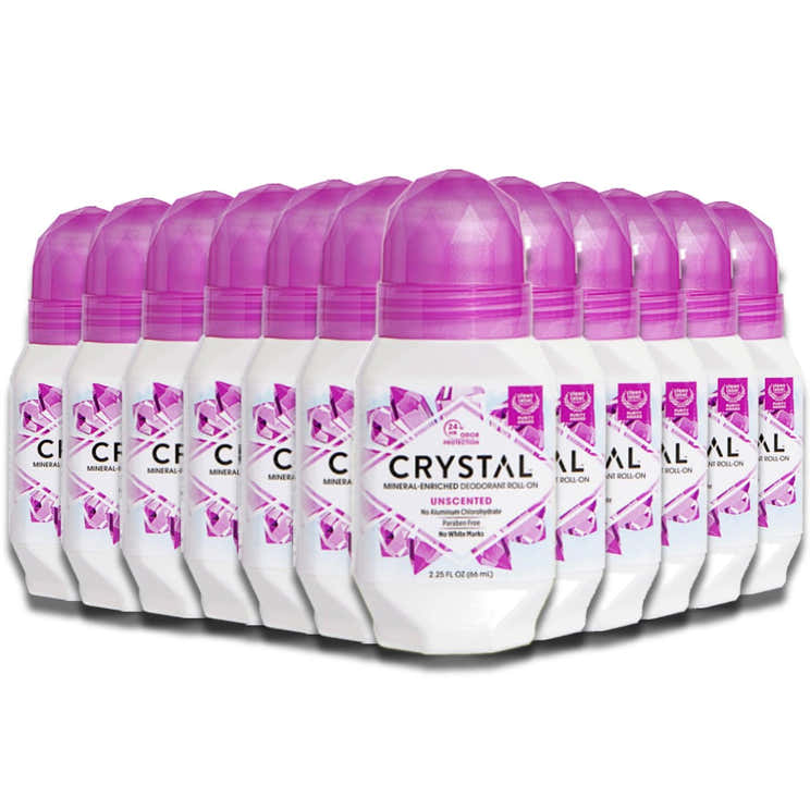 Crystal  Mineral Deodorant Roll On Unscented 2.25 oz - 12 Pack | Crystal - Pre Order