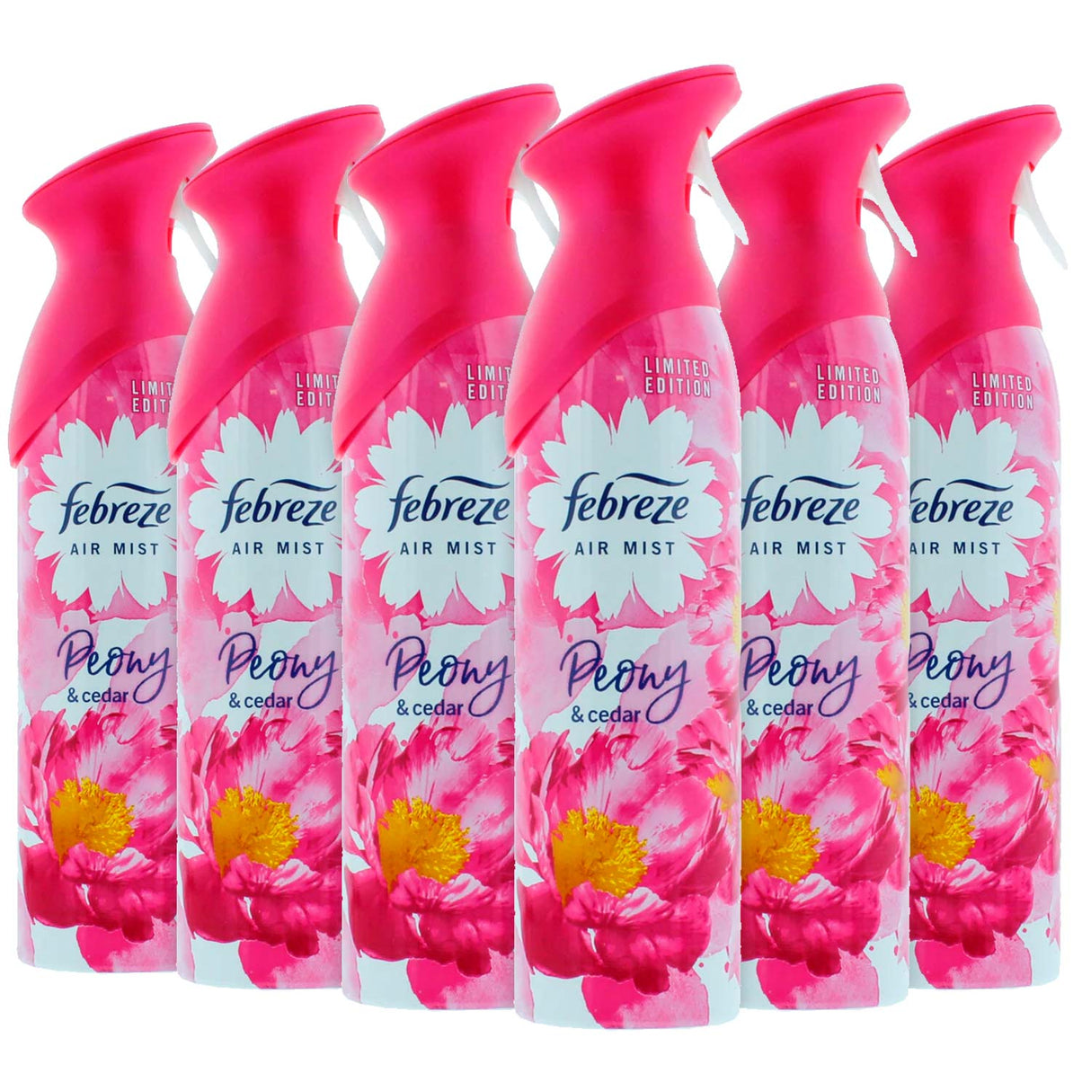 Febreze Air Mist Freshener Spray  Peony & Cedar - 300 ml / 10.14 oz - 6 Pack
