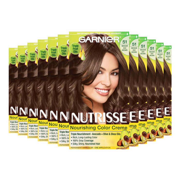 Garnier Nutrisse Nourishing Color Creme -  Medium Ash Brown (Cool Tea-51)- 12 Pack | Garnier - Pre Order
