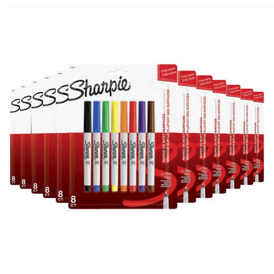 Sharpie Permanent Markers Ultra Fine Point Classic Colors, 8 Count - 48 Pack | Sharpie - Sharpie