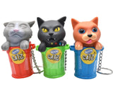 Wom - Catz  In A Trash Can Keychains With Fish Shaped Candy Gluten Free  - 6 Pack