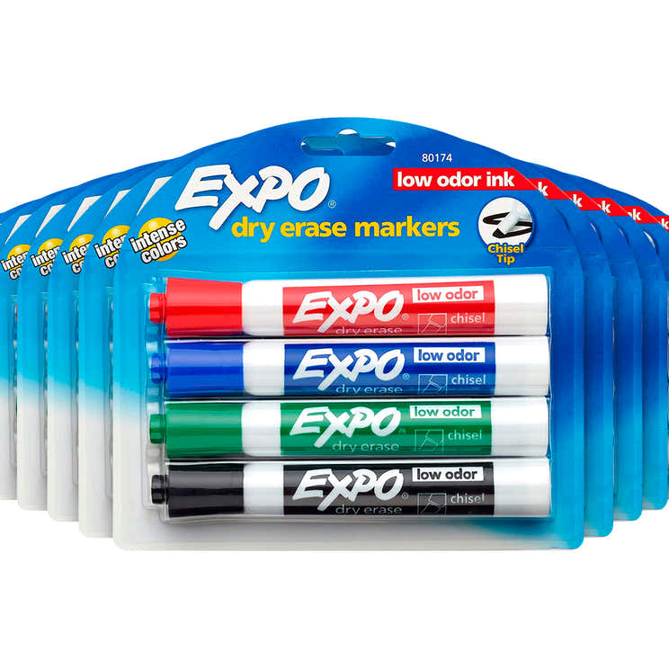 Expo Dry Erase Markers Assorted Colors, Chisel Tip Wholesale 4 Ct - 48 Pack - Expo Dry Erase Markers Assorted Colors, Chis...