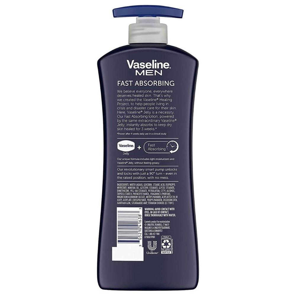 Vaseline Men Lotion, Fast Absorbing - 20.3 Oz (6960539009180)